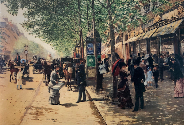 Scene de Grand Boulevard devant la Maison Klein by Jean Beraud