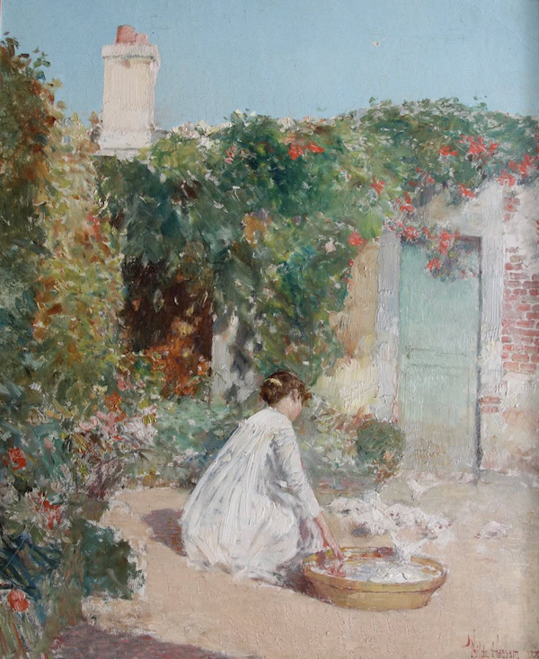 Feeding the Pigeons by Childe Hassam